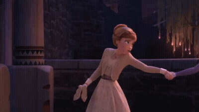 Anna And Elsa From Frozen Standing In Dark Room GIF