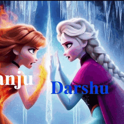 Anna And Elsa Frozen Poster With Name Darshu GIF