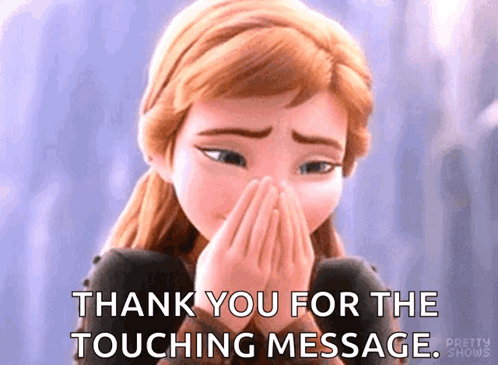 Anna From Frozen Is Crying And Covering Her Face With Her Hands While Saying Thank You For The Touching Message . GIF