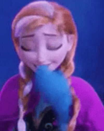 Anna From Frozen Is Eating Cotton Candy With Her Eyes Closed GIF