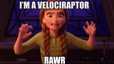 Anna From Frozen Saying I'm A Velociraptor Rawr GIF