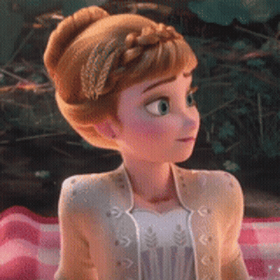 Anna From Frozen Sitting On Checkered Picnic Blanket With Braid GIF