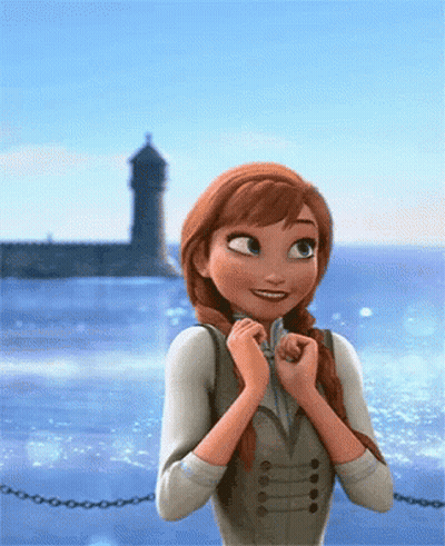 Anna From Frozen Smiling In Front Of Water GIF
