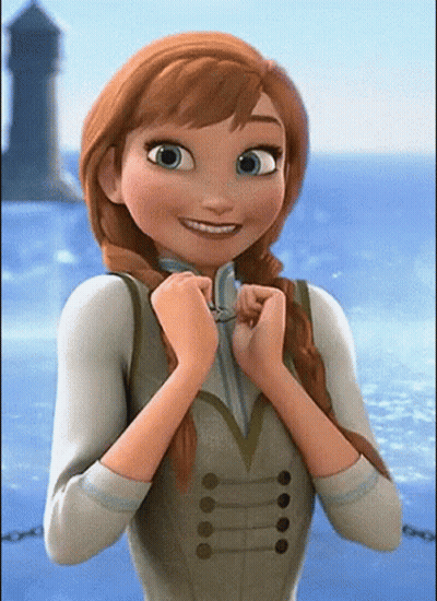 Anna From Frozen Smiling With Hands On Chest GIF