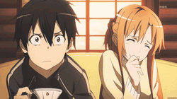Annoyed Kirito With Laughing Asuna GIF