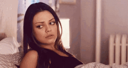 Annoyed Mila Kunis In Bed GIF