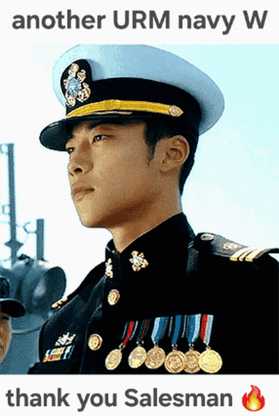 Another Urm Navy W Thank You Salesman Meme With A Man In Military Uniform GIF