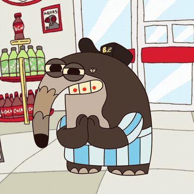 Anteater Holding Paper With Bz On Hat GIF