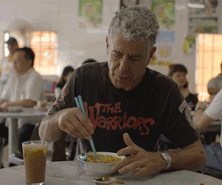 Anthony Bourdain Mixing His Noodles GIF