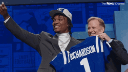 Anthony Richardson Posing Beside Roger Goodell GIF