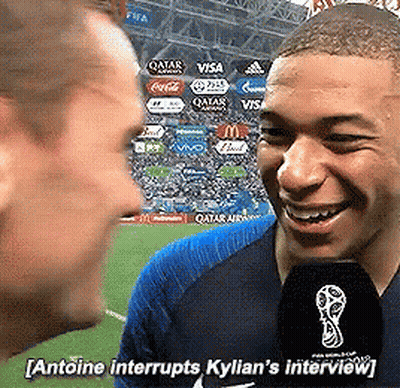 Antoine Interrupts Kylian's Interview Smiling GIF