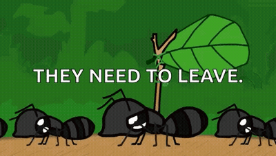 Ants Next To A Tree Saying They Need To Leave GIF