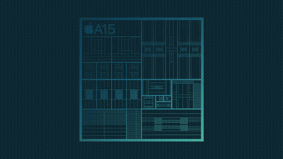 Apple A15 Chip On Dark Background GIF