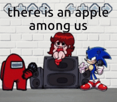 Apple Among Us Cartoon Character GIF