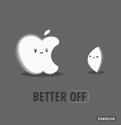 Apple And Leaf Saying I'm Better Off Without You GIF