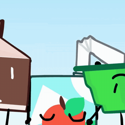 Apple And Trash Can With Faces GIF
