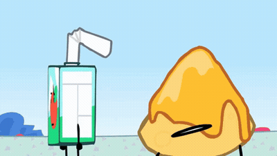 Apple Juice Bottle Next To Yellow Object GIF