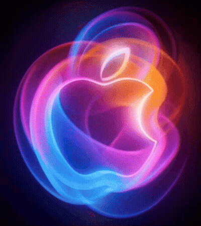 Apple Logo Surrounded By Glowing Sphere GIF