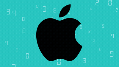 Apple Logo Surrounded By Numbers On Green GIF