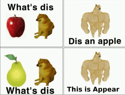 Apple Pear And Muscular Dog GIF