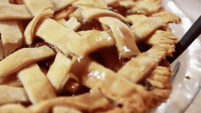 Apple Pie With Lattice Crust And Spoon GIF