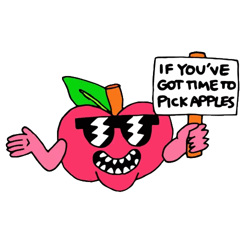 Apple Wearing Sunglasses Holding Sign Sticker