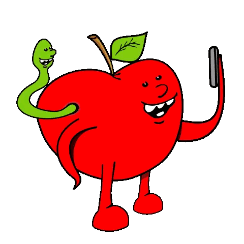 Apple With Arms And Legs Cartoon Sticker