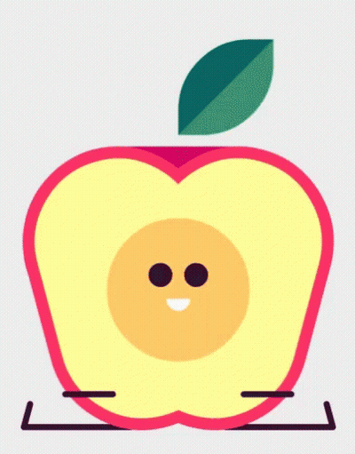 Apple With Face And Green Leaf GIF