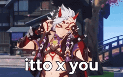 Arataki Itto Combing Hair Genshin Impact GIF