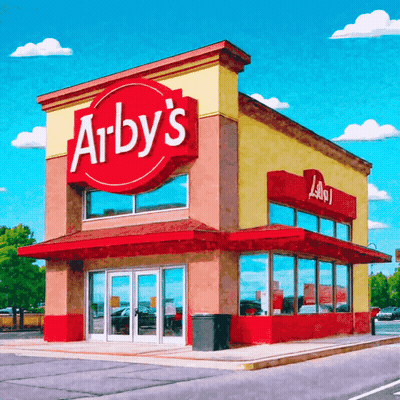 Arby's Restaurant With Blue Sky GIF