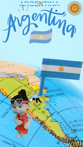 Argentina Map With Pinned Flag GIF