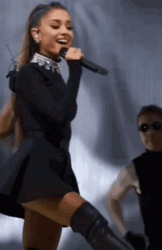 Ariana Grande Hot Sexy Turn Black Dress GIF