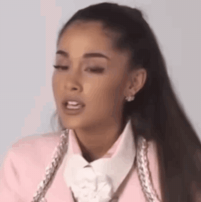Ariana Grande In Pink Jacket And White Collared Shirt GIF