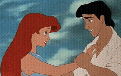 Ariel And Eric Holding Hands And Smiling GIF