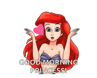 Ariel From Little Mermaid With Heart On Head Says Good Morning GIF