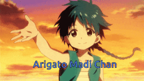 Arigato Madi Chan Is The Name Of The Anime Character Shown GIF