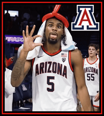 Arizona Basketball Player Wearing Red Balloon Hat GIF