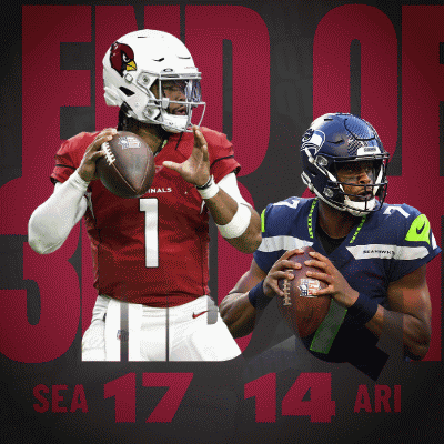 Arizona Cardinals And Seattle Seahawks Football Players On A Red Background GIF