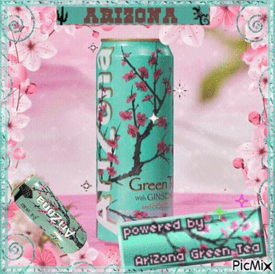 Arizona Green Tea Can With Cherry Blossoms GIF