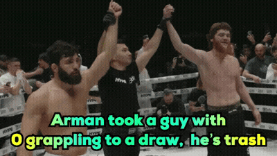 Arman Grappling Draw Trash GIF