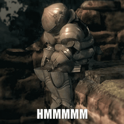Armored Knight Sitting On Rock Hmmmm GIF