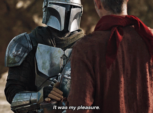 Armored Man Talking To Another Says It Was My Pleasure GIF