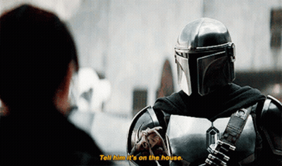 Armored Man Telling Him It's On The House GIF