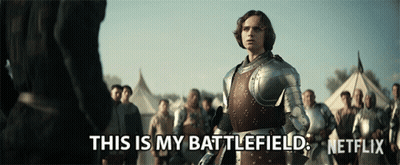 Armored Man Tells Group This Is My Battlefield GIF