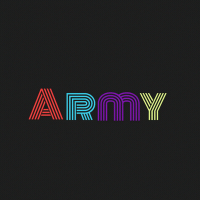 Army In Rainbow Letters On Black Background GIF