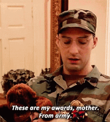 Army Soldier Showing Awards GIF