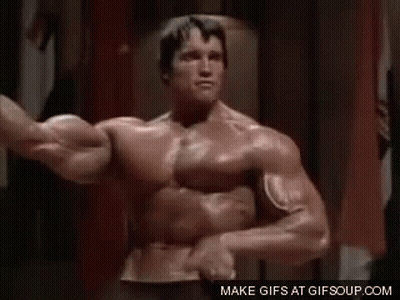 Arnold Schwarzenegger Flexing Muscles GIF