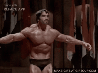 Arnold Schwarzenegger Flexing Muscles GIF