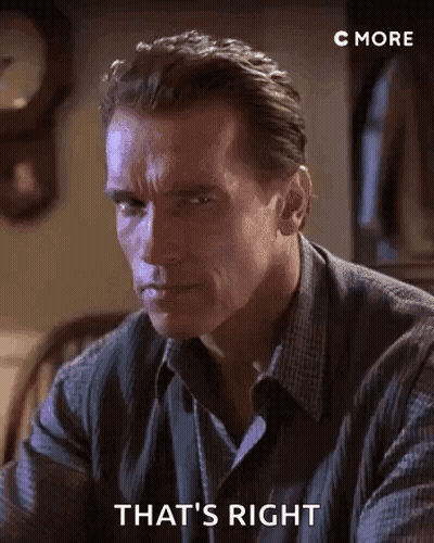 Arnold Schwarzenegger Is Sitting At A Table With A Clock In The Background And Saying `` That 'S Right '' . GIF