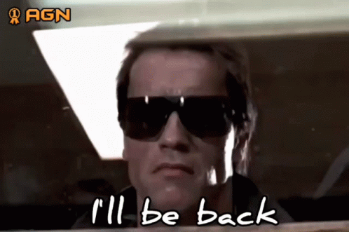 Arnold Schwarzenegger Is Wearing Sunglasses And Saying I 'Ll Be Back GIF